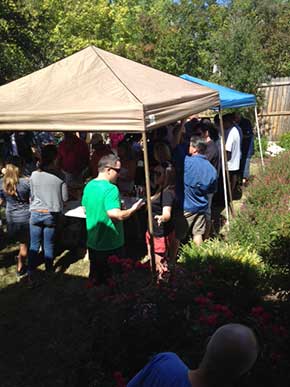 people ejoying the crawfish boil put on by JPM Enterprises